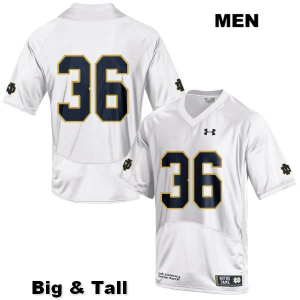 Men's NCAA Notre Dame Fighting Irish #36 Brian Ball Stitched College Under Armour Authentic White Big & Tall No Name Football Jersey XK10J00QF